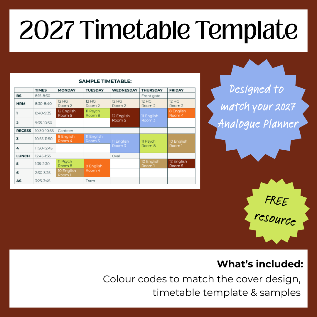 2027 Timetable Template - Analogue