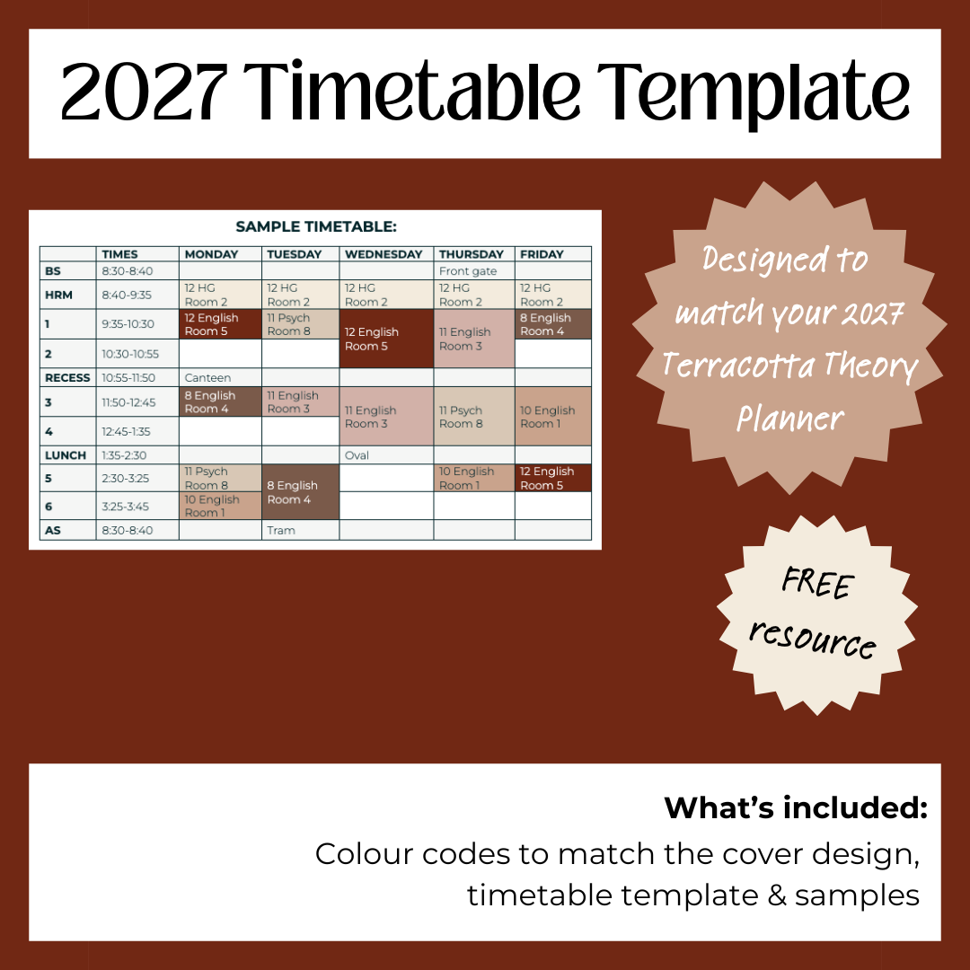 2027 Timetable Template - Terracotta Theory