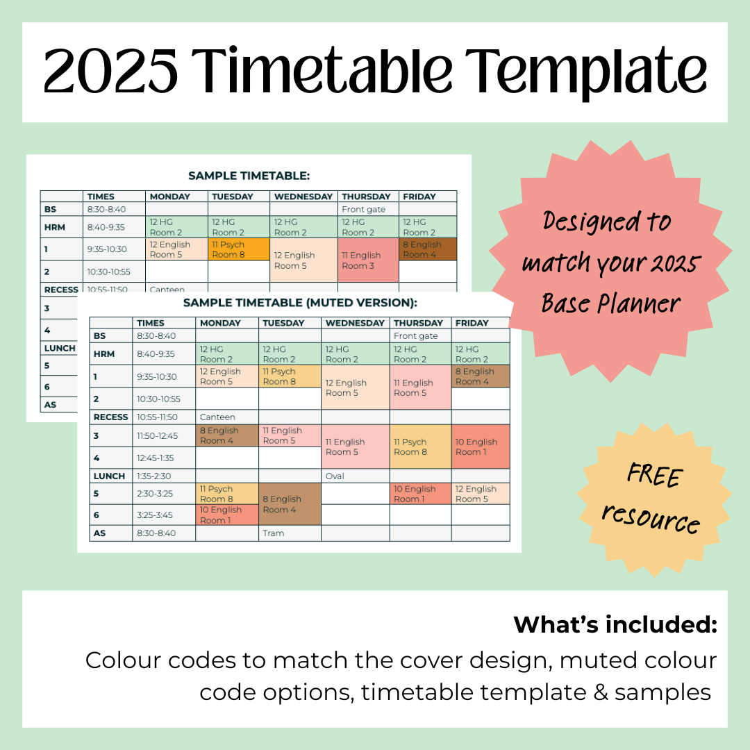 2025 Timetable Template