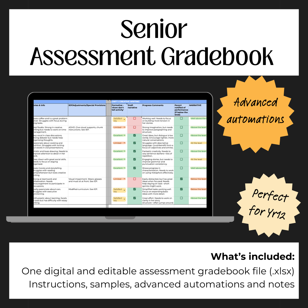 Senior Assessment Gradebook (Digital Download)