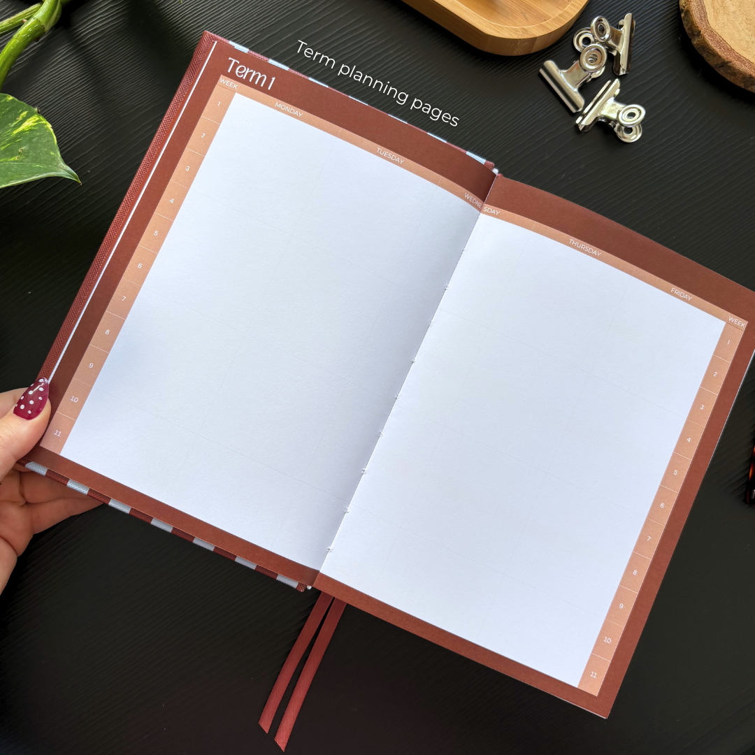 2027 A5 Terracotta Stripe Base Teacher Planner